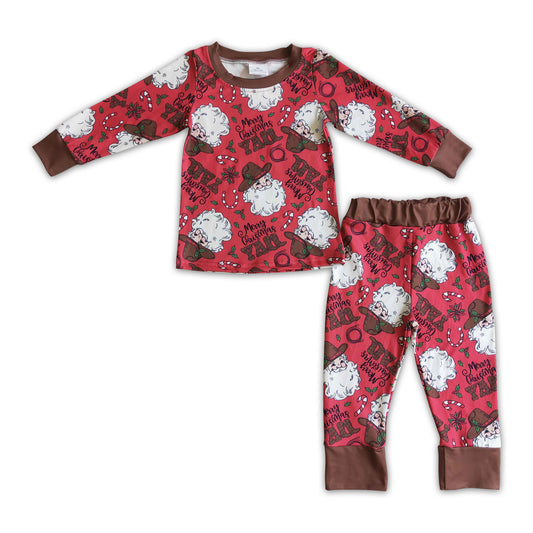 BLP0120 Baby Boys Winter Outfits Baby boys Christmas western santa pajamas pants sets