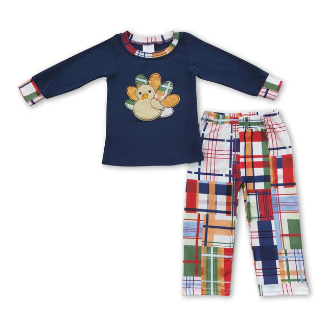 RTS Sibling Sibling milk silk Baby Girls Thanksgiving Print Tunic Top Ruffle Hem Pants Two Piece Clothes Sets Rompers