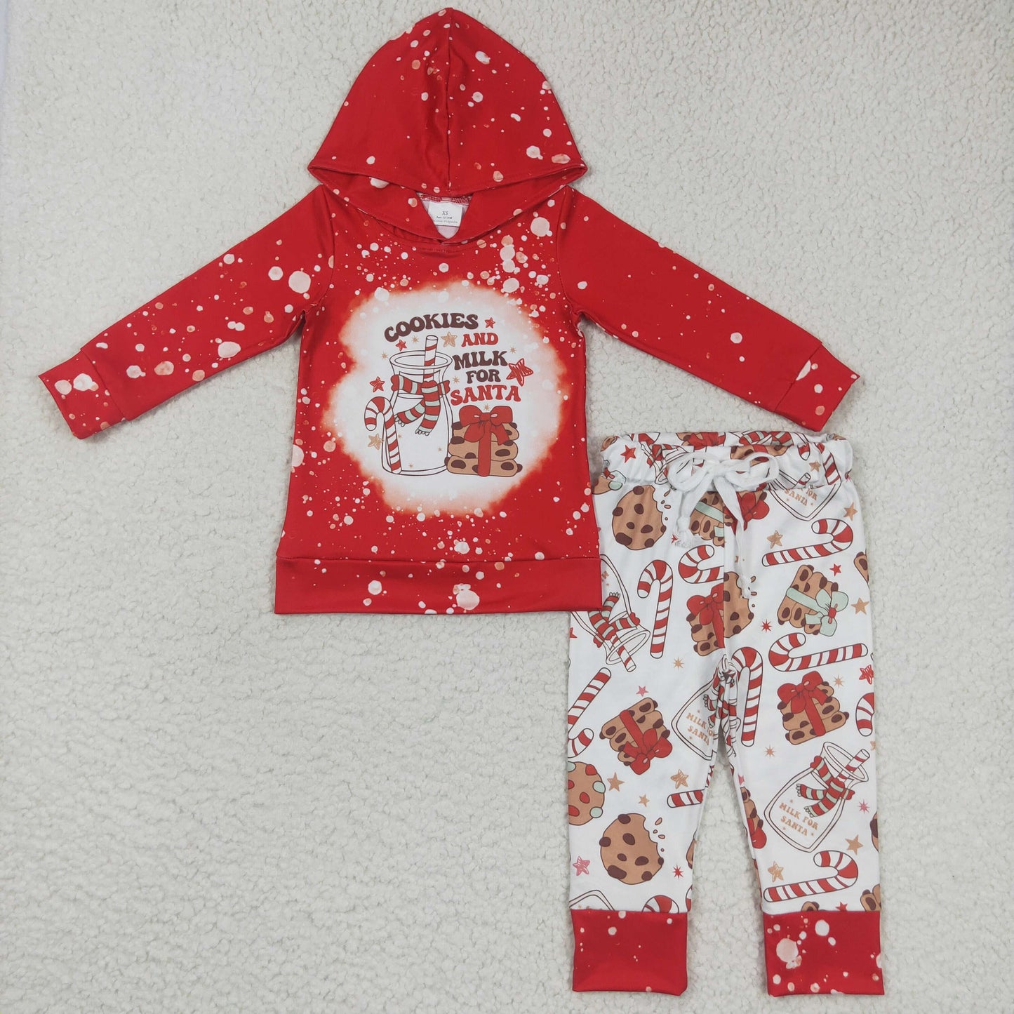 11.22 BLP0219 RTS No Moq Promotion Baby Girls Christmas Cookies Hoodie Top Pants Clothes Sets