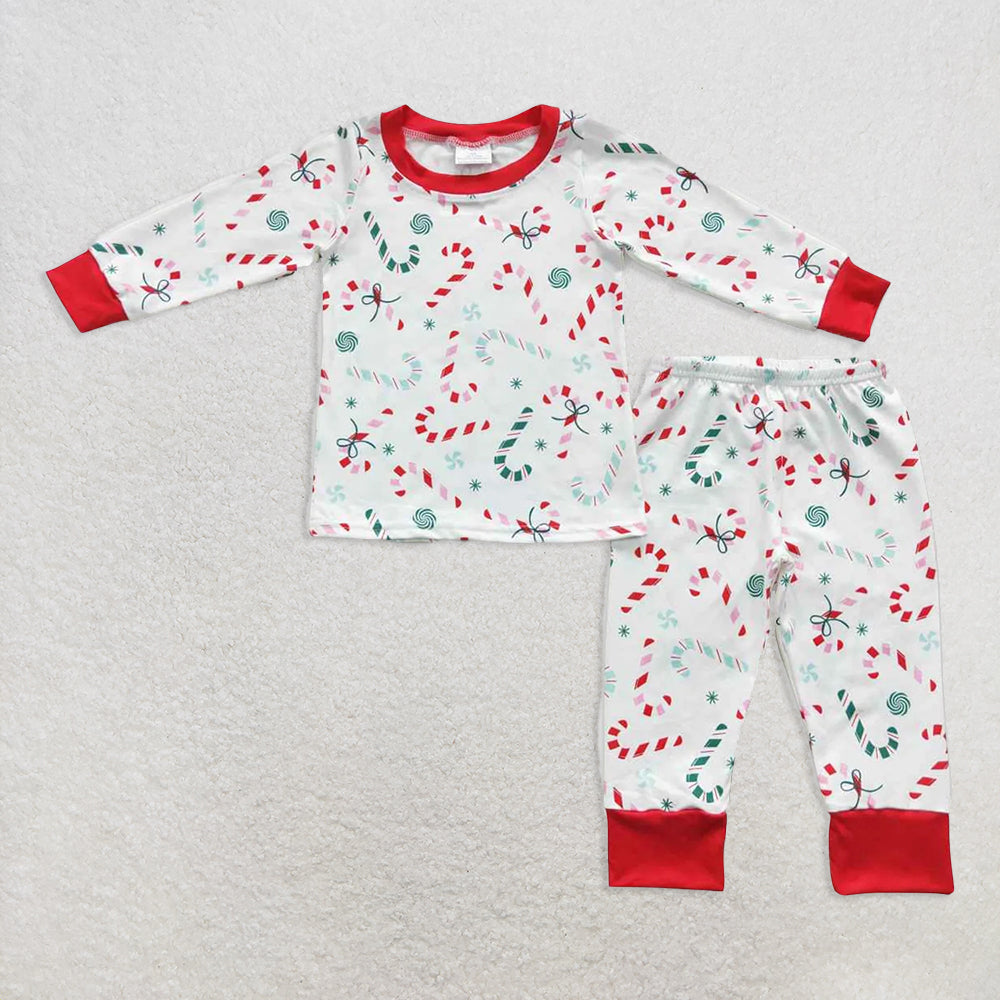 BLP0253 RTS NO MOQ Baby Boys Winter Outfits Baby Boys Christmas Candy Cane Pajamas Clothes Sets