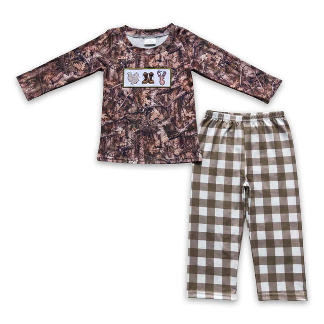 RTS Sibling Fall Camo Hunting Turkey Boots Girls Boys Clothes Sets