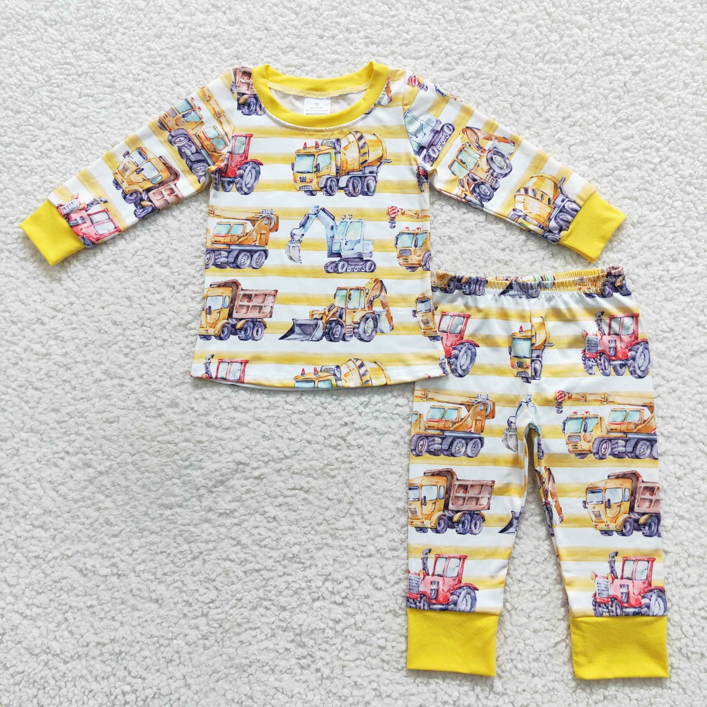 11.1 BLP0283 RTS No Moq Promotion Baby Boys Stripes Constrcution 2pcs Fall Pajamas Clothes Sets