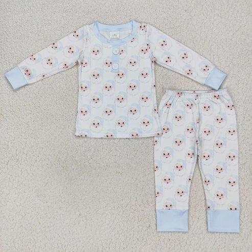 9.16 RTS Sibling Baby Kids Santa Checked Button Top Pants Christmas Pajamas Sets Zipper Footie Rompers