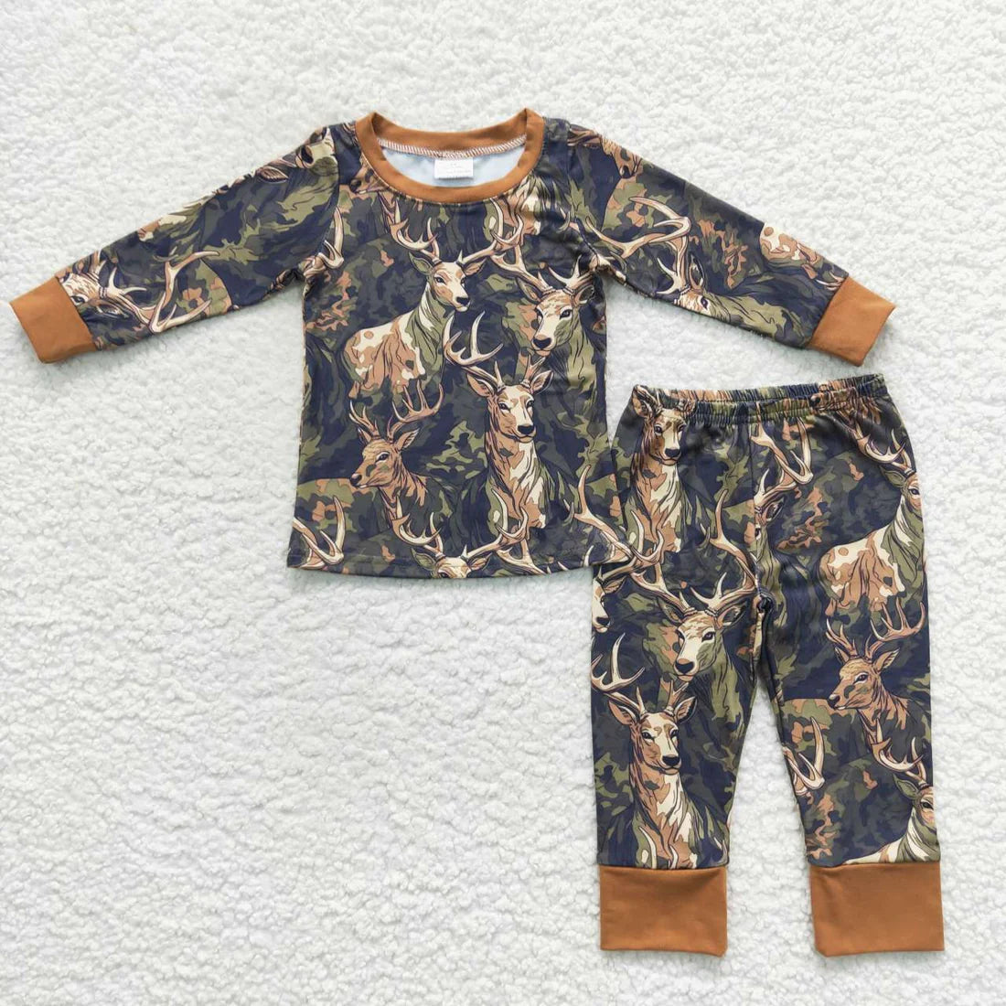 12.18 RTS Sibling Baby Boys Deer Ducks Fishing Top Pants Hunting Pajamas Sets