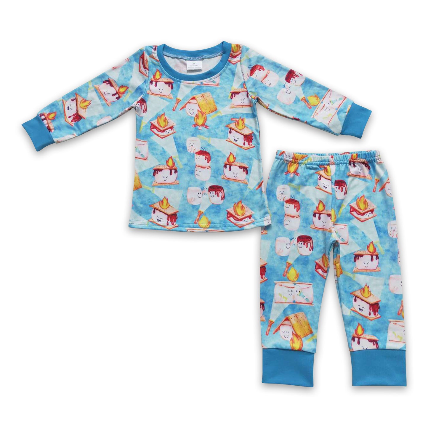 11.15 BLP0303 RTS No Moq Promotion Baby Boys Blue Cookie Top Pants 2pcs Pajamas Clothes Sets