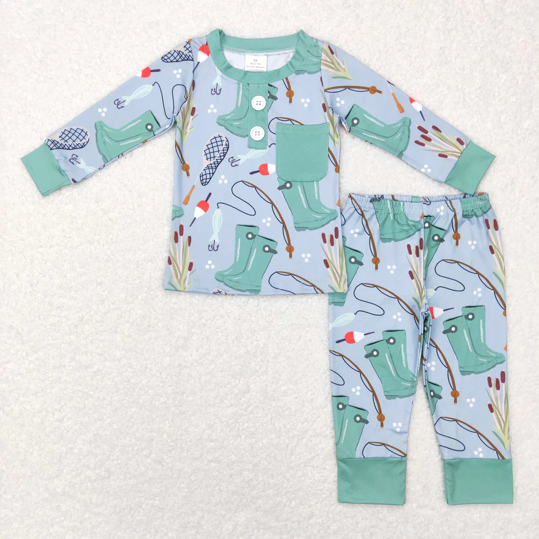 12.18 RTS Sibling Baby Boys Deer Ducks Fishing Top Pants Hunting Pajamas Sets