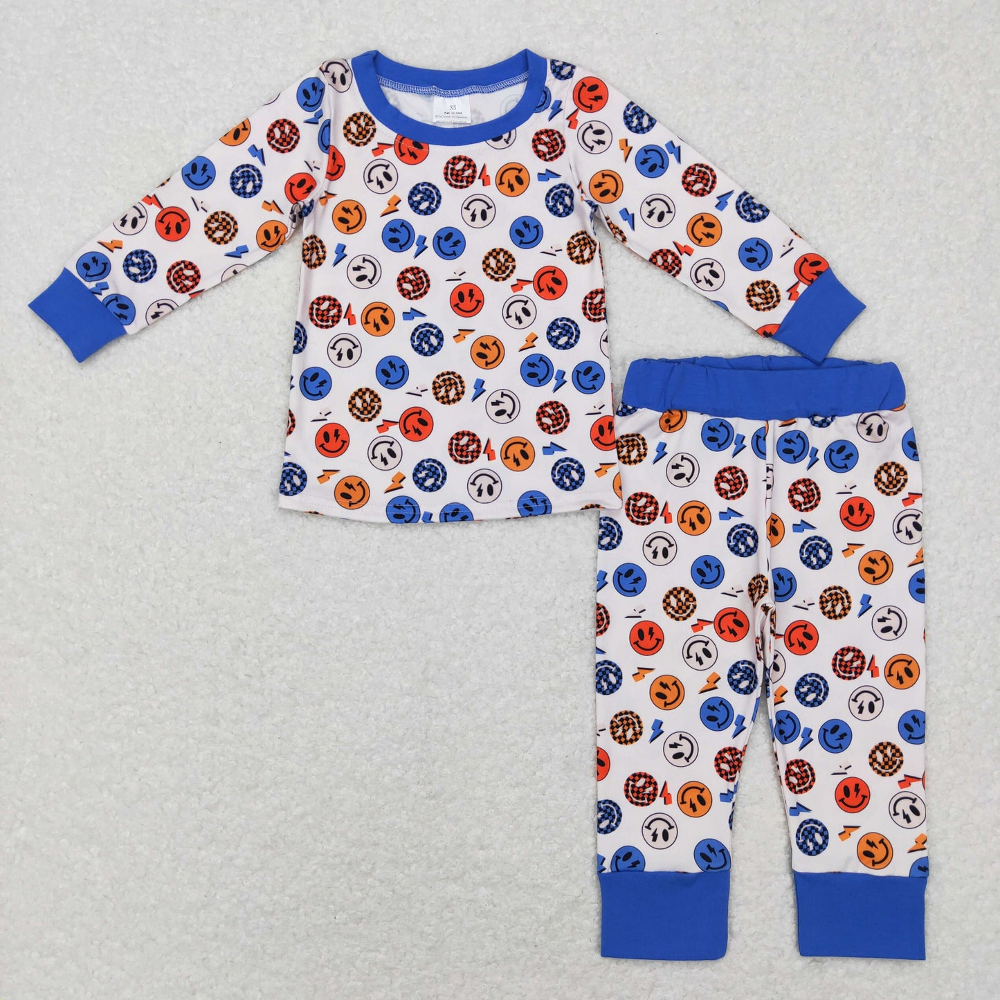 12.6 BLP0371  RTS No Moq Promotion Baby Boys Face Navy Tops Pants Pajamas Clothes Sets