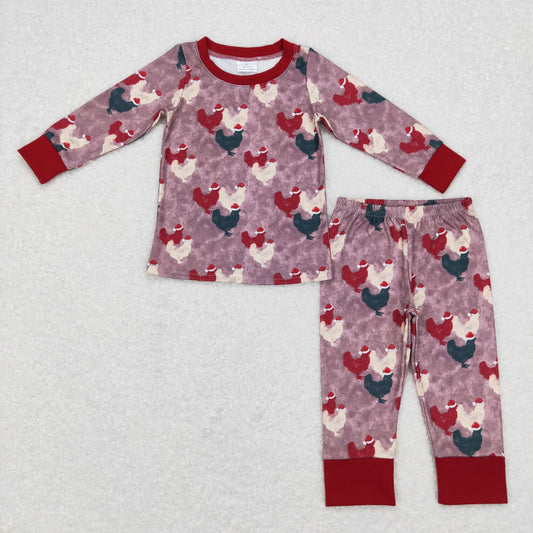 12.13 BLP0374 RTS No Moq Promotion Baby Boys Christmas Farm Chickens Tops Pants Pajamas