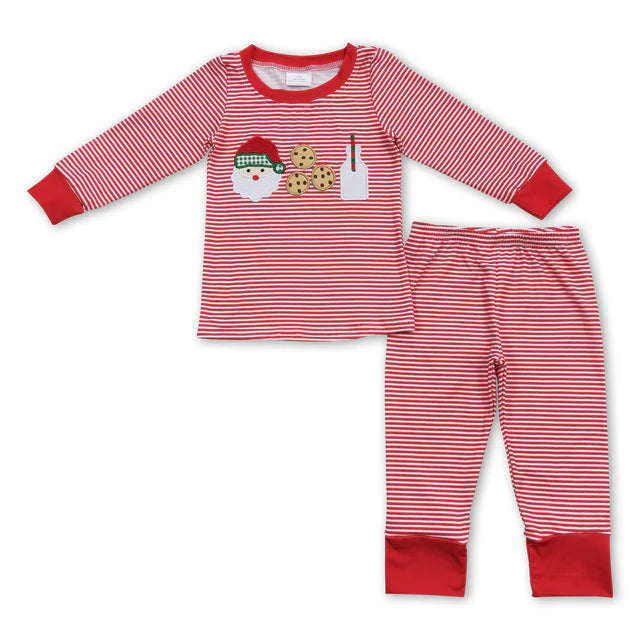 RTS Sibling Embroidery Santa Baby kids Shirts Top Pockets Leggings Christmas Clothes Sets