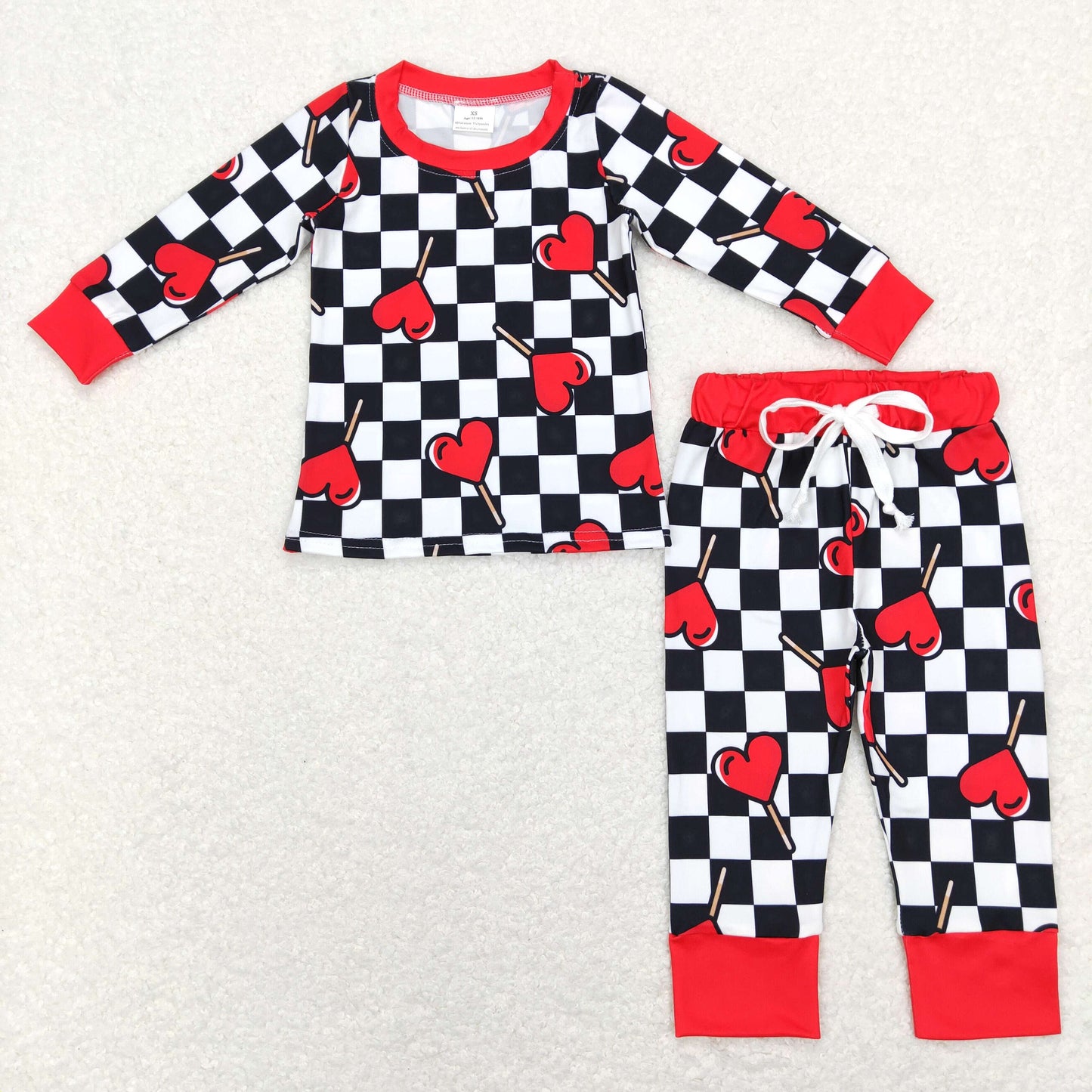 1.17 BLP0443 RTS No Moq Promotion Baby Kids Toddler Valentines Hearts Tee Shirts Top Pants Pajamas Clothes Sets