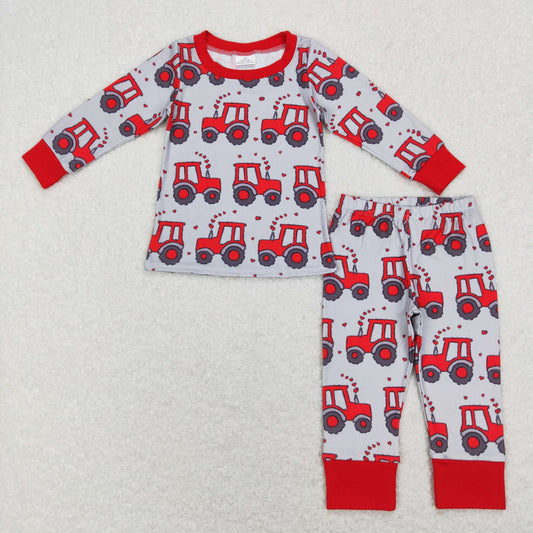 1.10 BLP0449 RTS No Moq Promotion Baby Boys Valentines Tractor Tee Shirts Pants Pajamas Clothes Sets