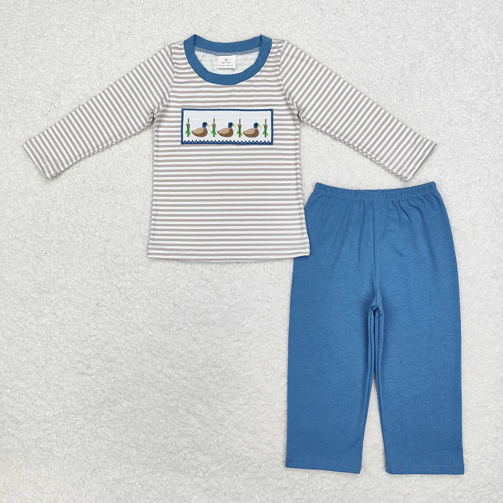 10.4 RTS Sibling Hunting Baby Boys Embroidery Southern Tops Pants Clothes Sets