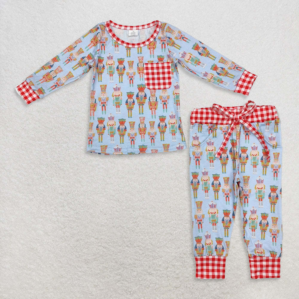 RTS Sibling Baby Girls Winter Outfits Kids Plaid Pocket Long Sleeve Christmas Pajamas King Boys Pink Ballet Ruffle Dress Christmas Eve Family Matching Outfits
