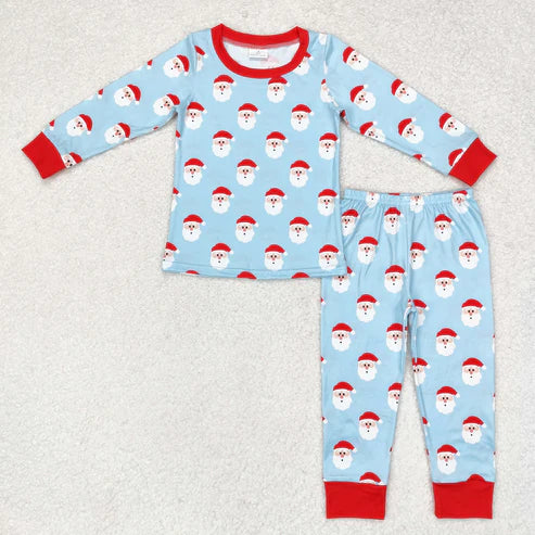 9.18 RTS Sibling Baby Boys Girls Christmas Hats Santa Top Pocket Pant Pajamas Sets
