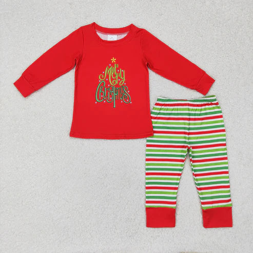 9.18 RTS Sibling Baby Kids Merry Christmas Top Stripe Pants Christmas Clothes Sets
