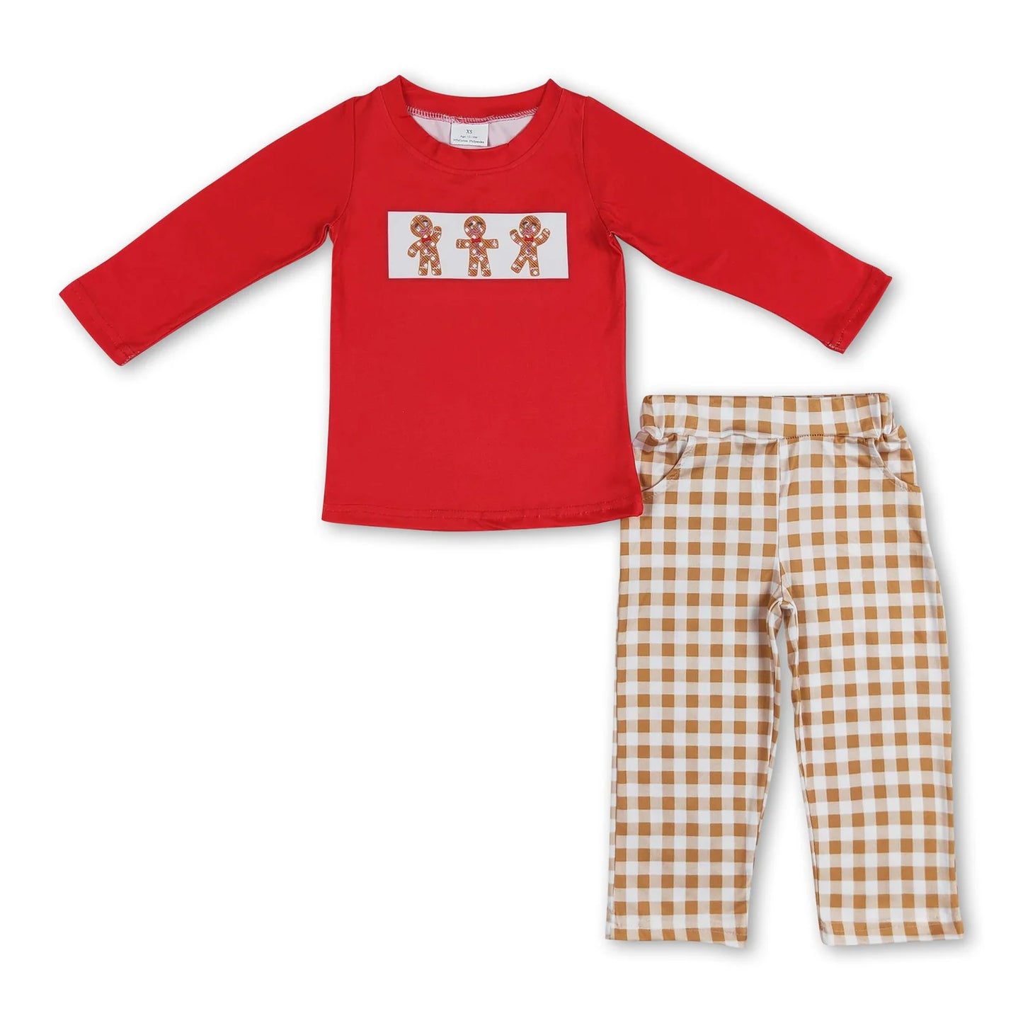10.2 RTS Sibling Baby Boys Long Sleeves Santa Candy Cane Plaid Top Pants Christmas Sets