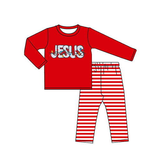 No moq BLP0600  Pre-order Size 3-6m to 7-8t baby boy clothes long sleeve top with trousers kids autumn set