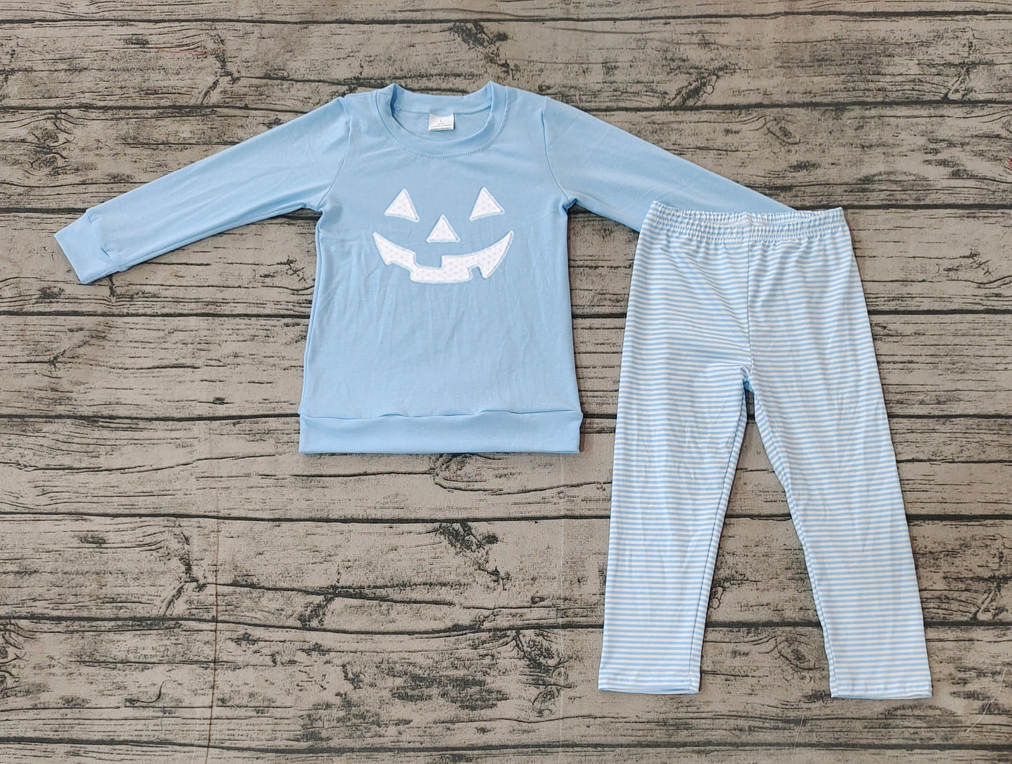 No moq BLP0610  Pre-order Size 3-6m to 7-8t baby boy clothes embroidery long sleeve top with trousers kids autumn set