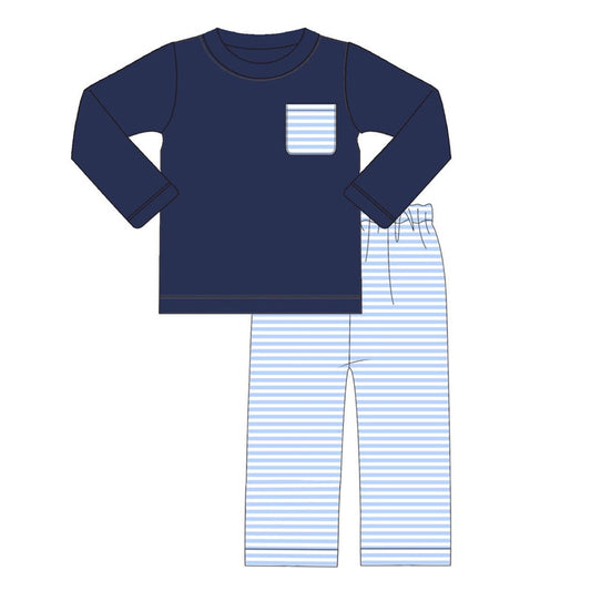 No moq  BLP0615  Pre-order Size 3-6m to 14-16t baby boy clothes long sleeve top with trousers kids autumn set