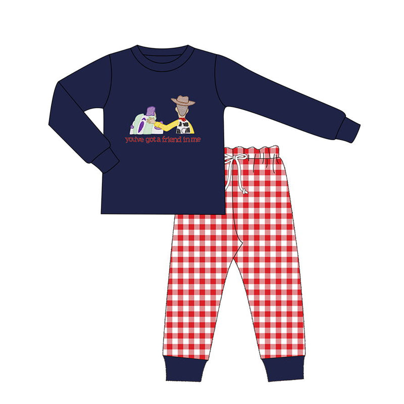 No moq BLP0634  Pre-order Size 3-6m to 7-8t baby boy clothes long sleeve top with trousers kids autumn set