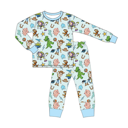 No moq BLP0636  Pre-order Size 3-6m to 7-8t baby boy clothes long sleeve top with trousers kids autumn set