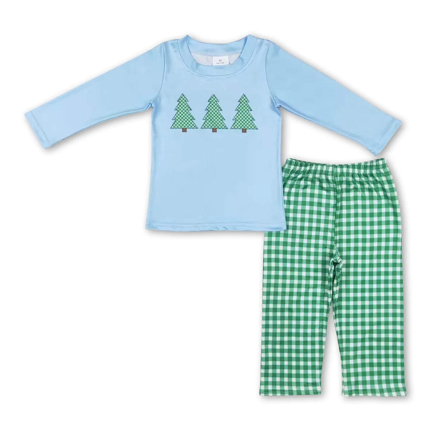 10.2 RTS Sibling Baby Boys Long Sleeves Santa Candy Cane Plaid Top Pants Christmas Sets