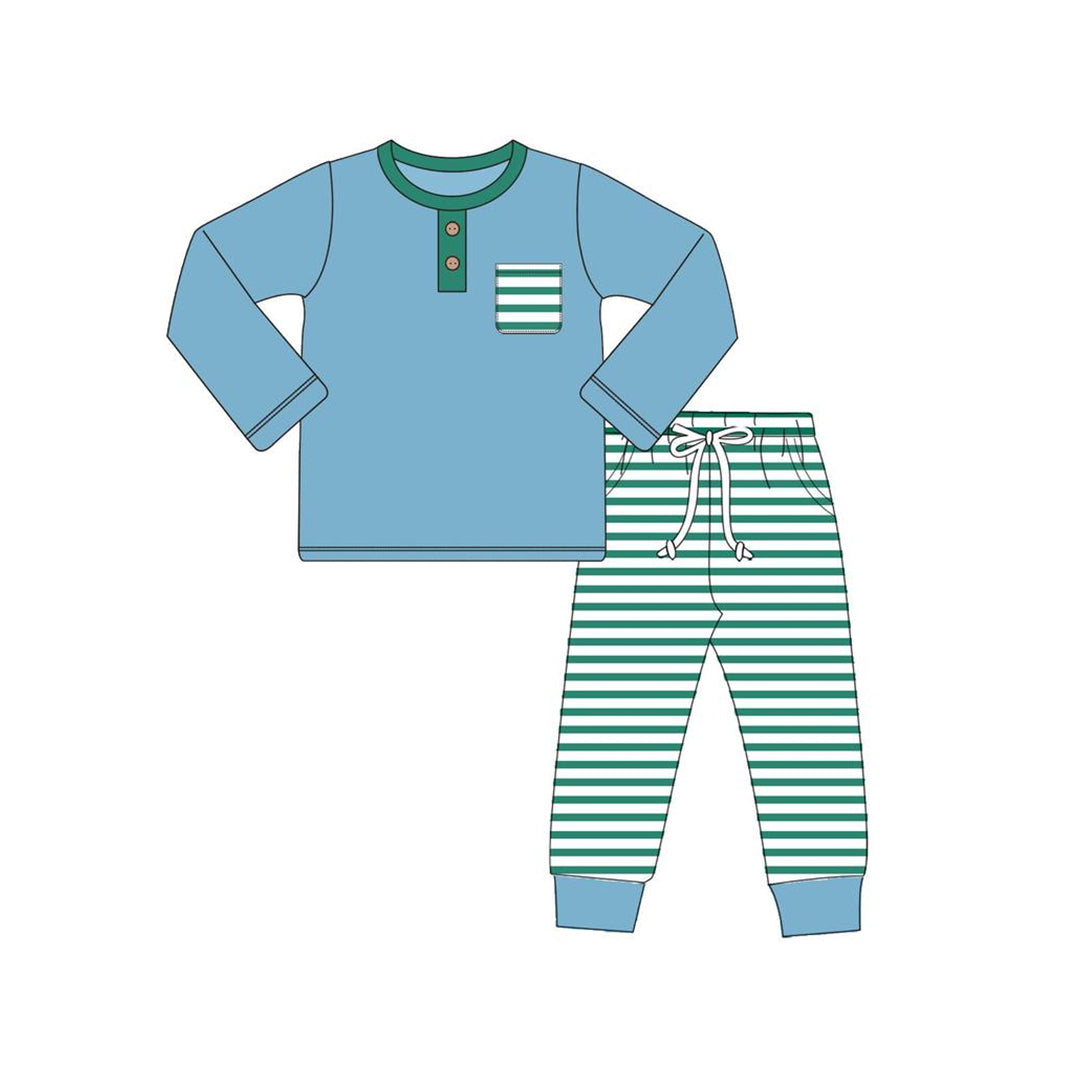 No moq BLP0666 Pre-order Size 3-6m to 7-8t baby boy clothes long sleeve top with trousers kids autumn set