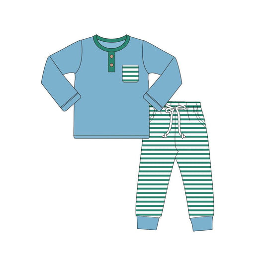 No moq BLP0666 Pre-order Size 3-6m to 7-8t baby boy clothes long sleeve top with trousers kids autumn set