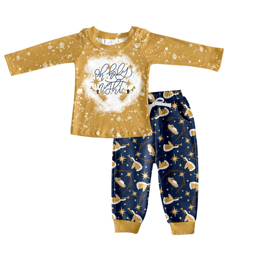 No moq BLP0673 Pre-order Size 3-6m to 7-8t baby boy clothes long sleeve top with trousers kids autumn set