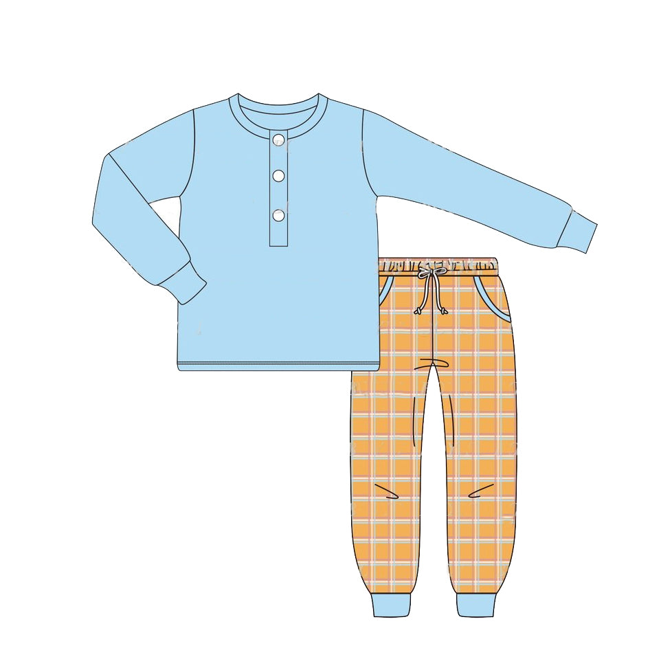 No moq BLP0738 Pre-order Size 3-6m to 7-8t baby boy clothes long sleeve top with trousers kids autumn set