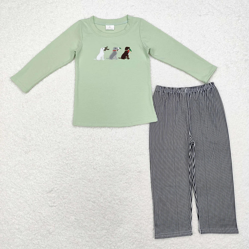 10.4 RTS Sibling Hunting Baby Boys Embroidery Southern Tops Pants Clothes Sets