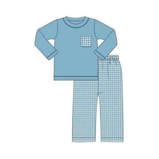 No moq BLP0770 Pre-order Size 3-6m to 7-8t baby boy clothes long sleeve top with trousers kids autumn set