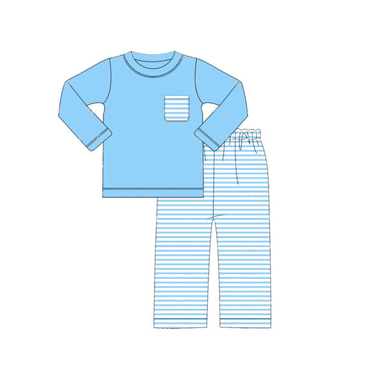 No moq BLP0780 Pre-order Size 3-6m to 7-8t baby boy clothes long sleeve top with trousers kids autumn set