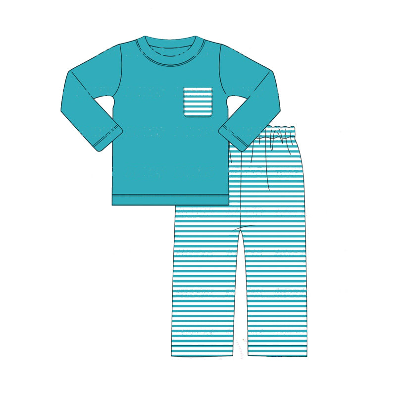 No moq BLP0822 Pre-order Size 3-6m to 14-16t baby boy clothes long sleeve top with trousers kids autumn set