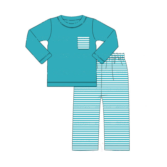 No moq BLP0822 Pre-order Size 3-6m to 14-16t baby boy clothes long sleeve top with trousers kids autumn set