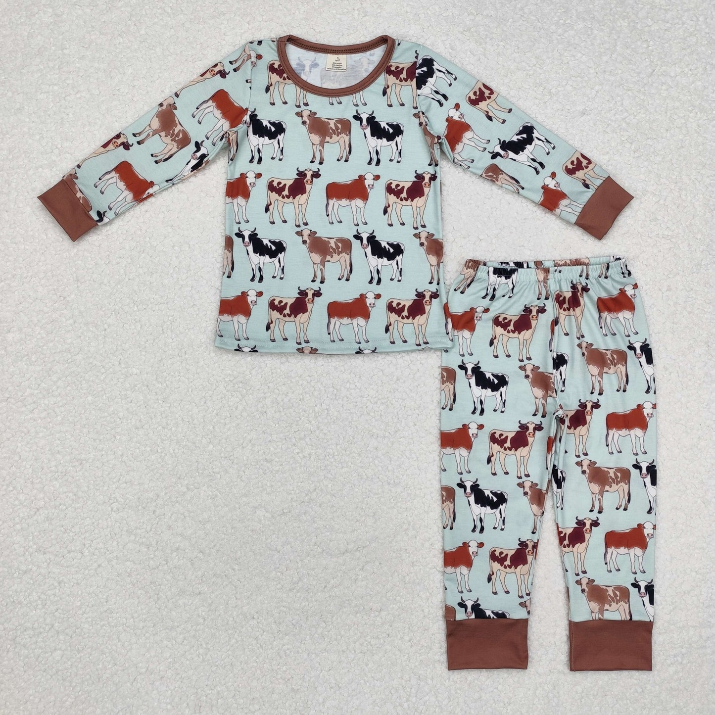 BLP0829 Baby Boys Western Cows Farm Top Pants Pajamas Clothes Sets Preorder