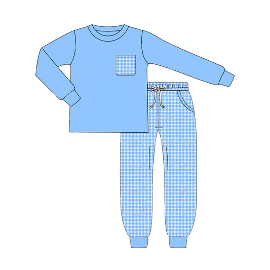 No moq  BLP0871  Pre-order Size 3-6m to 14-16t baby boy clothes long sleeve top with trousers kids autumn set