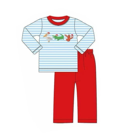 No moq BLP0894 Pre-order Size 3-6m to 14-16t baby boy clothes long sleeve top with trousers kids autumn set