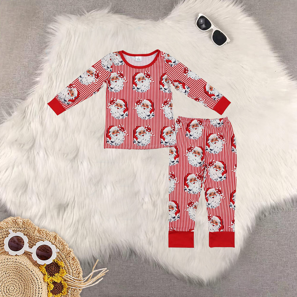 8.20 RTS Sibling Baby Stripe santa long sleeves kids boys girls Christmas pajamas