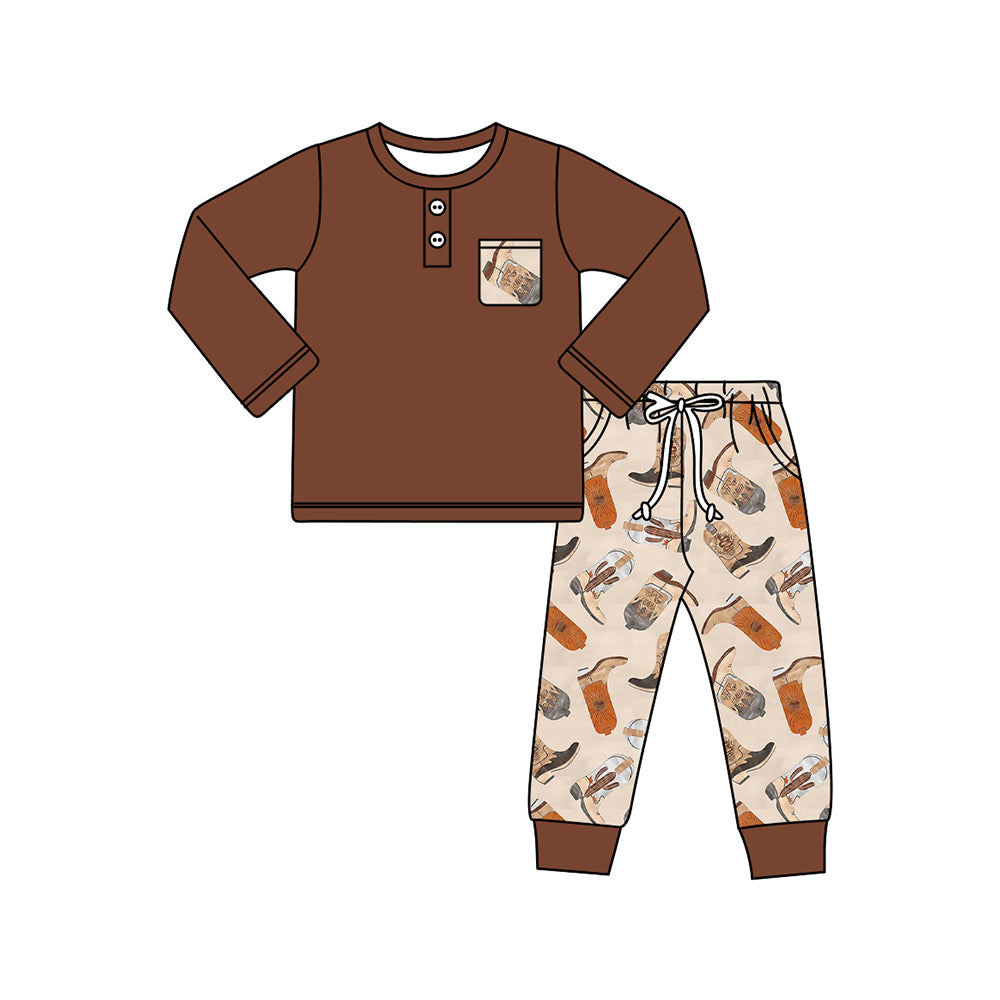 No moq BLP0926 Pre-order Size 3-6m to 14-16t baby boy clothes long sleeve top with trousers kids autumn set