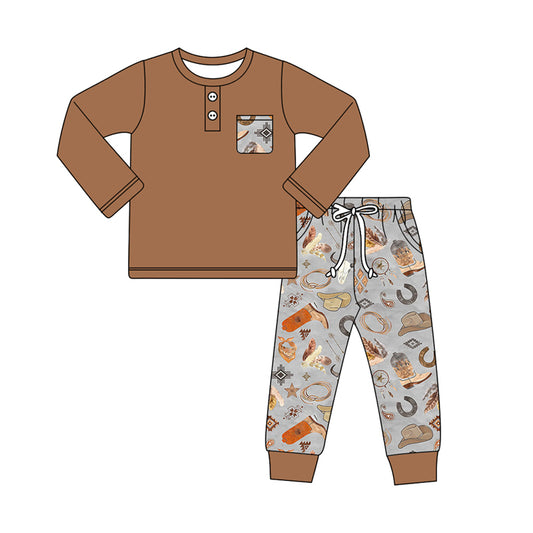 No moq BLP0942  Pre-order Size 3-6m to 14-16t baby boy clothes long sleeve top with trousers kids autumn set