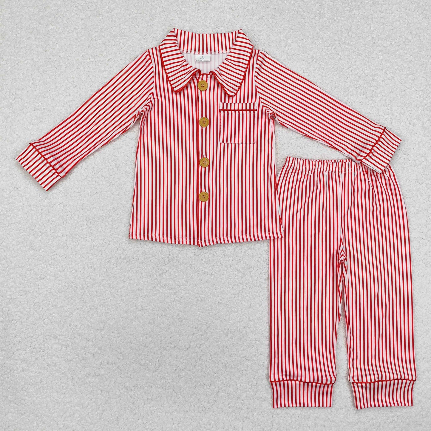RTS BLP0980 Baby Boys Red Stripes Buttons Shirts Pants Pajamas Clothes Sets