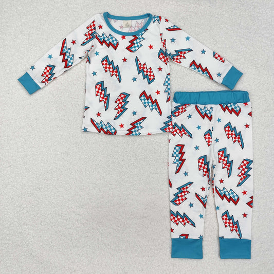 BLP0991 Long sleeves plaid thunder baby kids pajamas