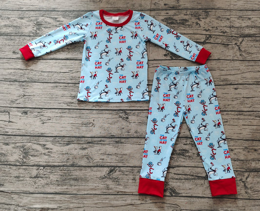 BLP1028Red long sleeves cat hat kids boys pajamas