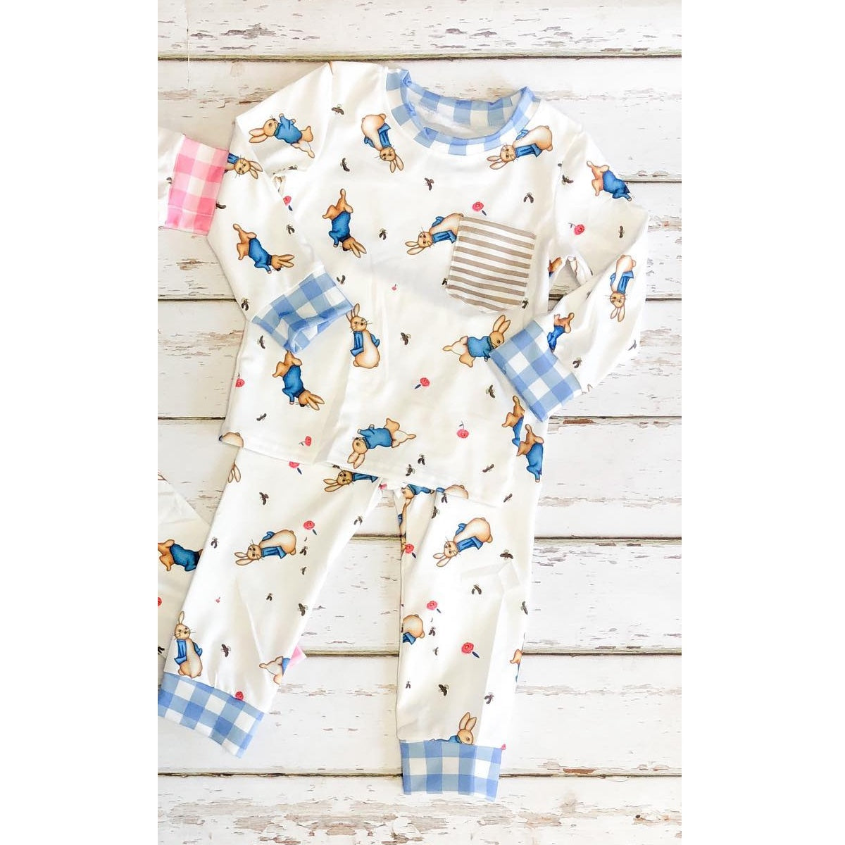 Baby Girls and Boys  Easter Bunny Pocket Top Pants Pajamas Clothing Sets Preorder