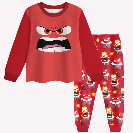 BLP1048 Baby Girls Red Cartoon Top Pants Pajamas Clothes Sets Preorder