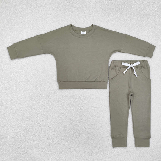 BLP1054 Cotton long sleeves top pockets pants kids clothes