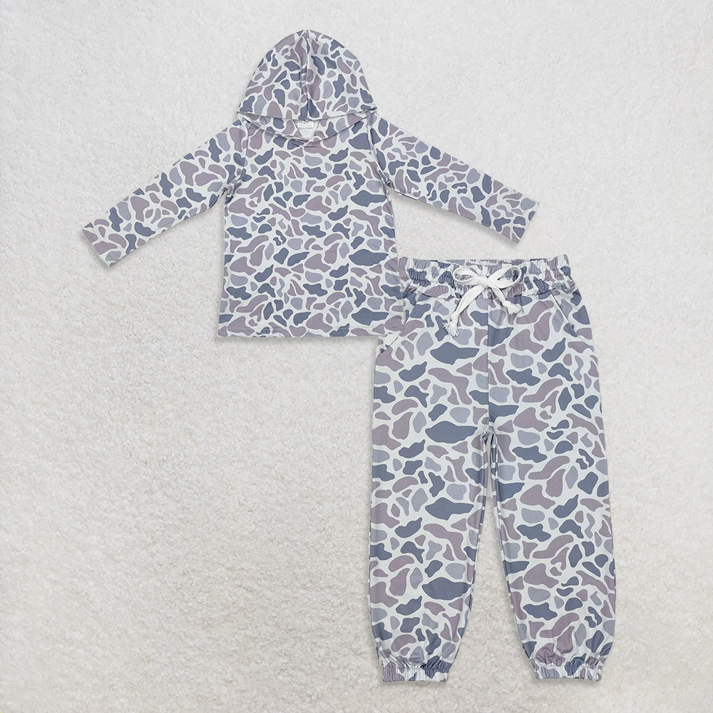 USA Warehouse (IN STOCK)  Children's Camo Hoodie Pocket Pants Clothing Set Kids' Matching Outfit with Hooded Top And Pants for Boys
