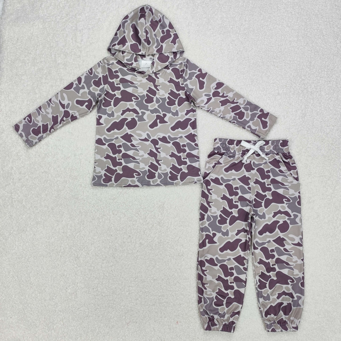 BLP1065Children's Camo Hoodie Pocket Pants Clothing Set Kids' Matching Outfit Two-Piece Set