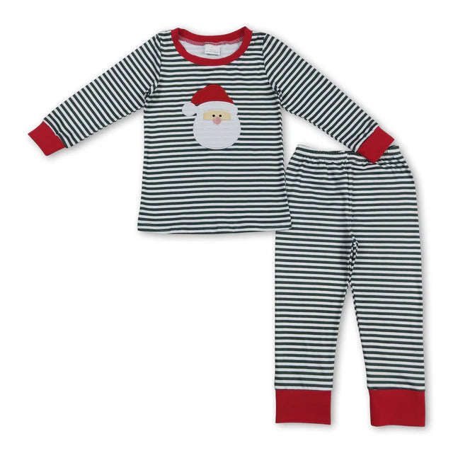 RTS Sibling Embroidery Santa Baby kids Shirts Top Pockets Leggings Christmas Clothes Sets